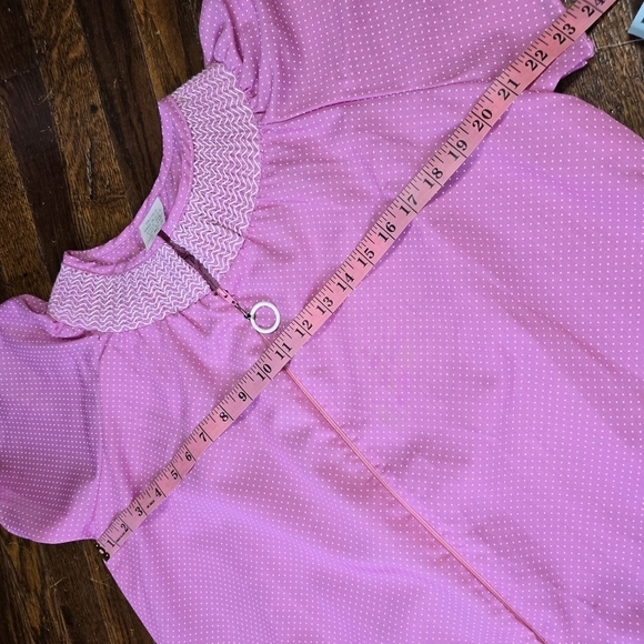 Deadstock Vintage 70s Pink Polka Dot Barbiecore Girly Night Gown House Dress - Picture 11 of 16